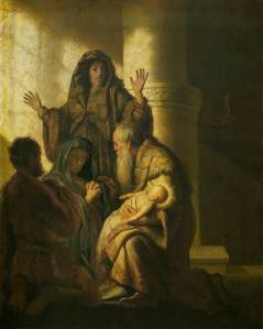 Simeon - Painting by Rembrandt.  Image courtesy of the Queen of Angels Foundation.